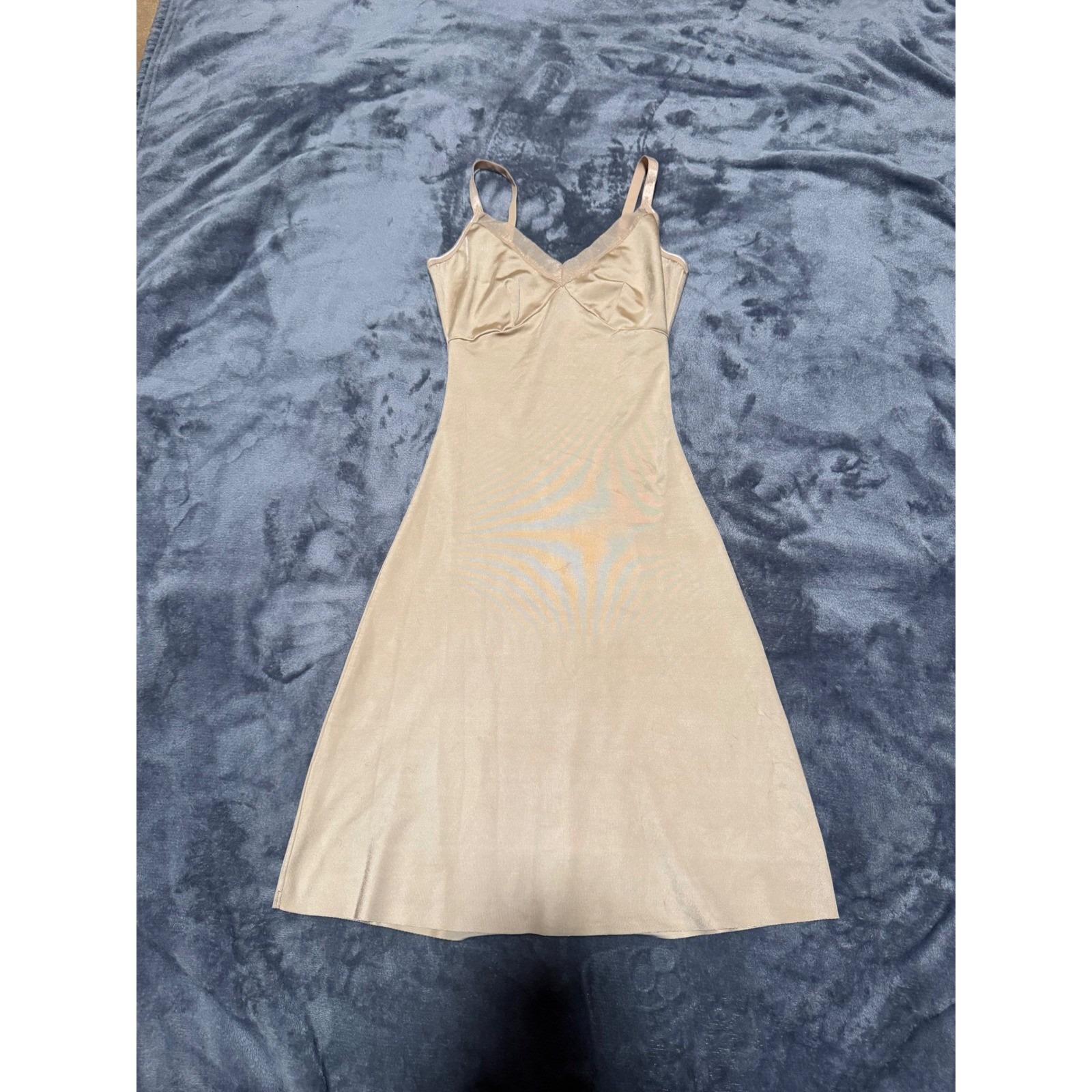 Spanx Womens Full Slip Shapewear Beige Tan V-Neck Adjustable Straps Size Small